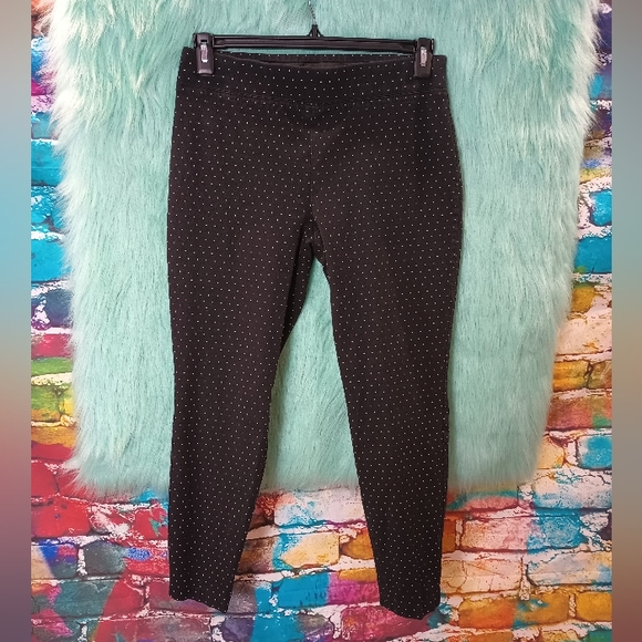 Talbots Black and White Polka Dot Stretchy Skinny Cropped Ankle Pants Size 8 - Picture 2 of 11
